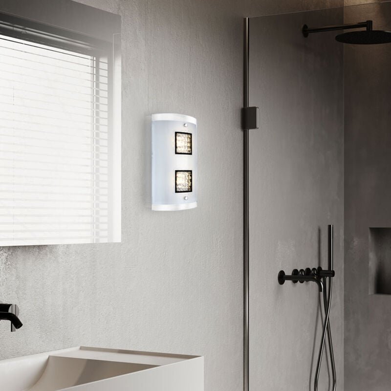 10 Watt led Wand Lampe Leuchte Beleuchtung Glas Chrom Kristalle klar Globo 48242-2