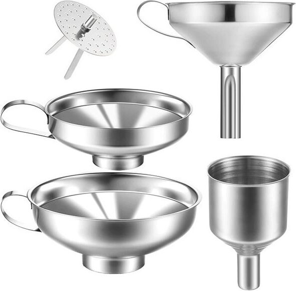 Trichter, 4er-Pack Küchentrichter aus Edelstahl für Gewürzgläser aus Glas und zum Umfüllen von Flüssigkeiten - Lntyq