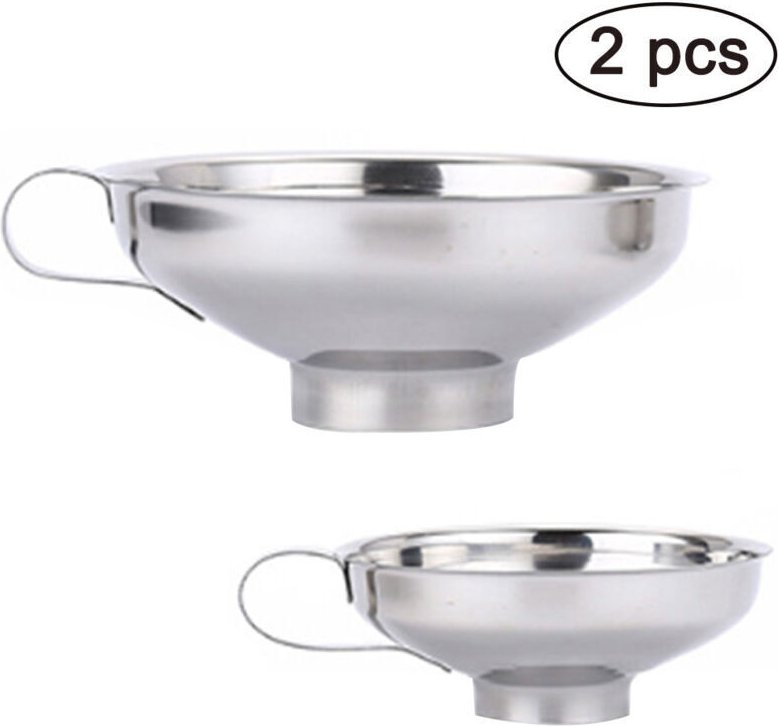 Set aus 2 Edelstahltrichtern (groß + klein) für Flüssigkeiten, Öle, Pulver, Bohnen, Marmeladen und weite Behälter
