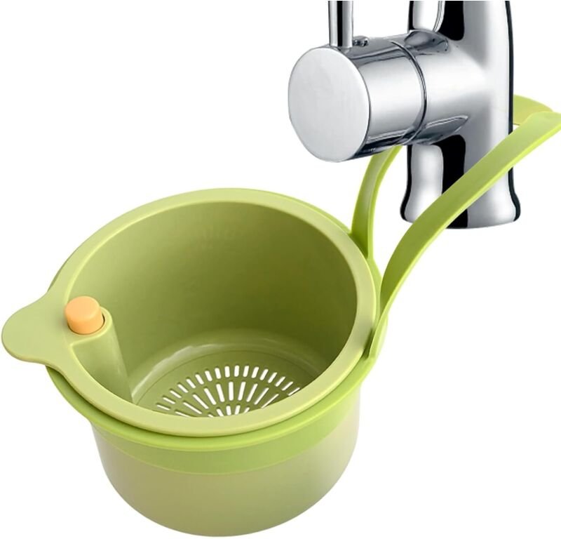 2er-Set Küchensiebkörbe – Abtropfkorb – Abtropfkorb mit Druckknopfmechanismus – Gemüsesieb für Spülbecken – PET + ABS – ...