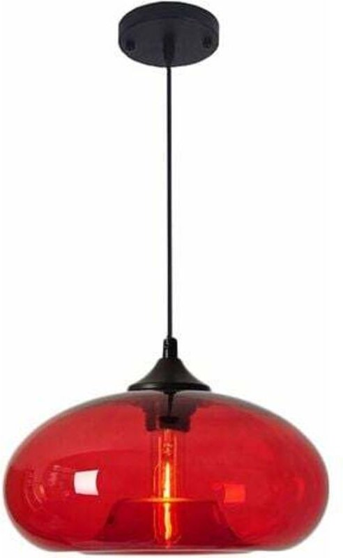 Vintage Industrielle runde Pendelleuchte aus Buntglas, Retro Loft Stil Deckenhängelampe E27 Kronleuchter für Küche Esszi...