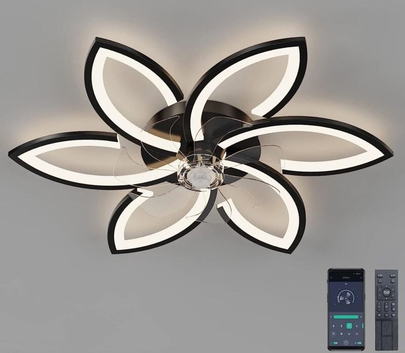 Thumbnail - Goeco - Deckenventilator Dimmbare mit Fernbedienung Moderne Kreative Blumenform Deckenlampe Für Wohnzimmer Schlafzimmer ...