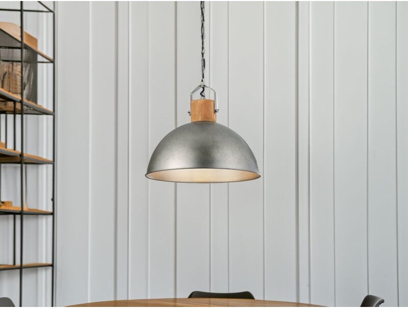 Trio - Pendelleuchte delhi mit Metall Lampenschirm und Holzelement, ø 45cm