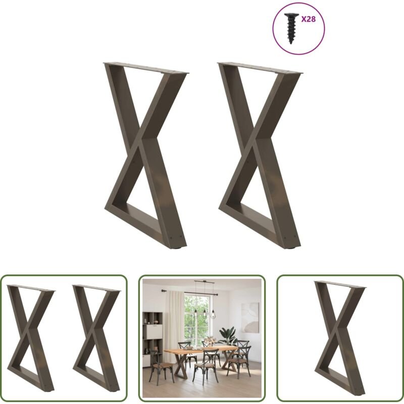 vidaXL Stahlbeine - Esstischbeine 2 Stück Naturstahl 80x(72-73,3) cm Stahl
