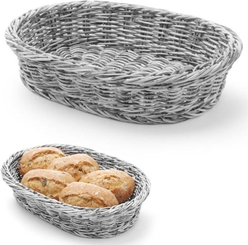 Ovaler Brotkorb aus Polypropylen, grau, 320 x 230 x 70 mm - Hendi 426647