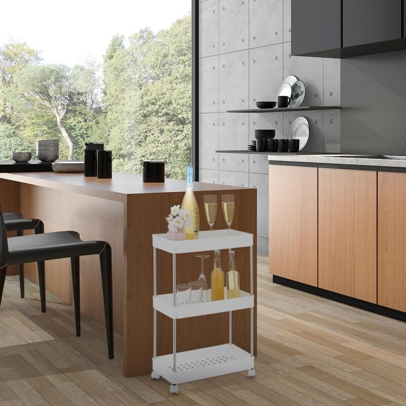 White 3 shelf trolley for kitchen or bathroom