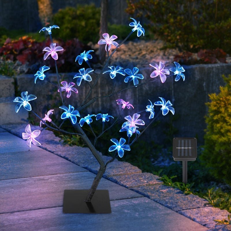 Solarlampen für Außen Garten Deko Solarleuchte Außenbereich Stecklampe im Baum Design, Erdspieß Blüten Baum, led, h 60 c...