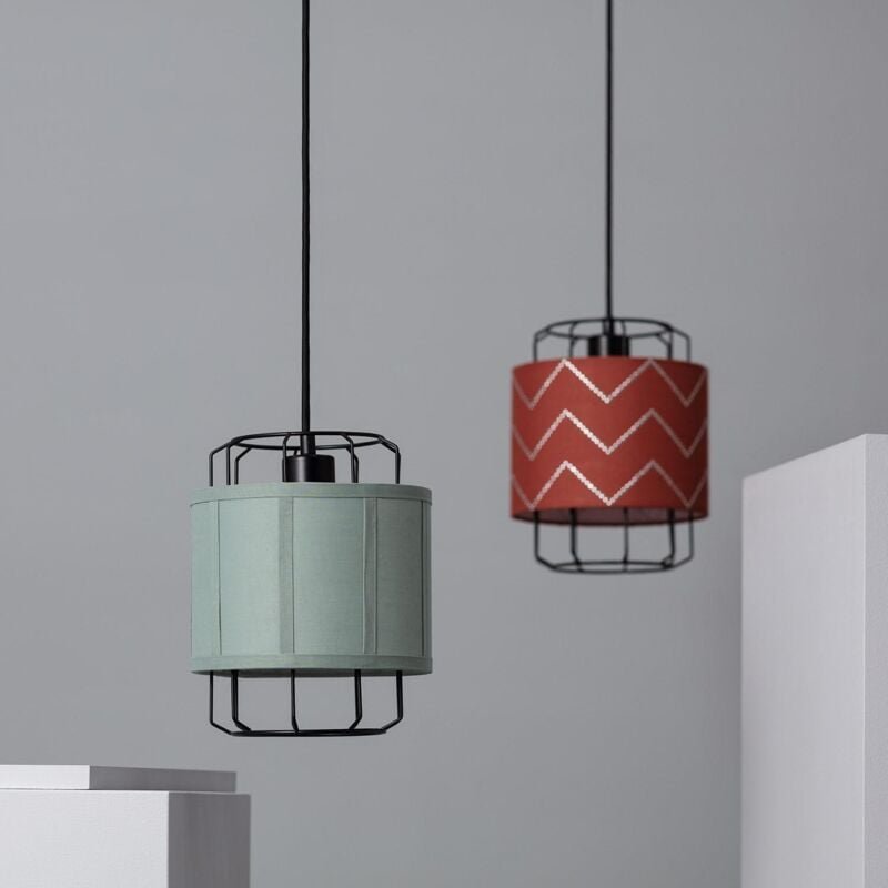 Ledkia - Pendelleuchte aus Stoff Pointiza Ziegelrot