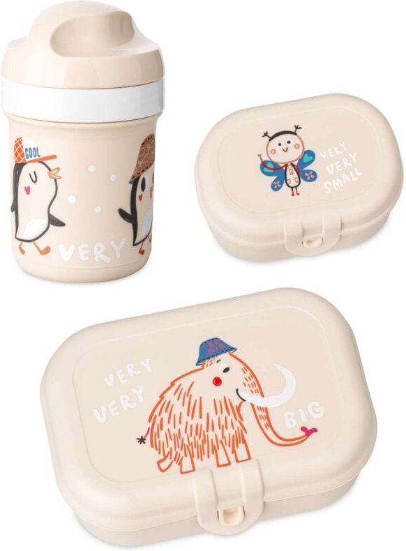 Koziol - Set: Trinkflasche 200 ml und Brotdose hop on at home, 3-teilig