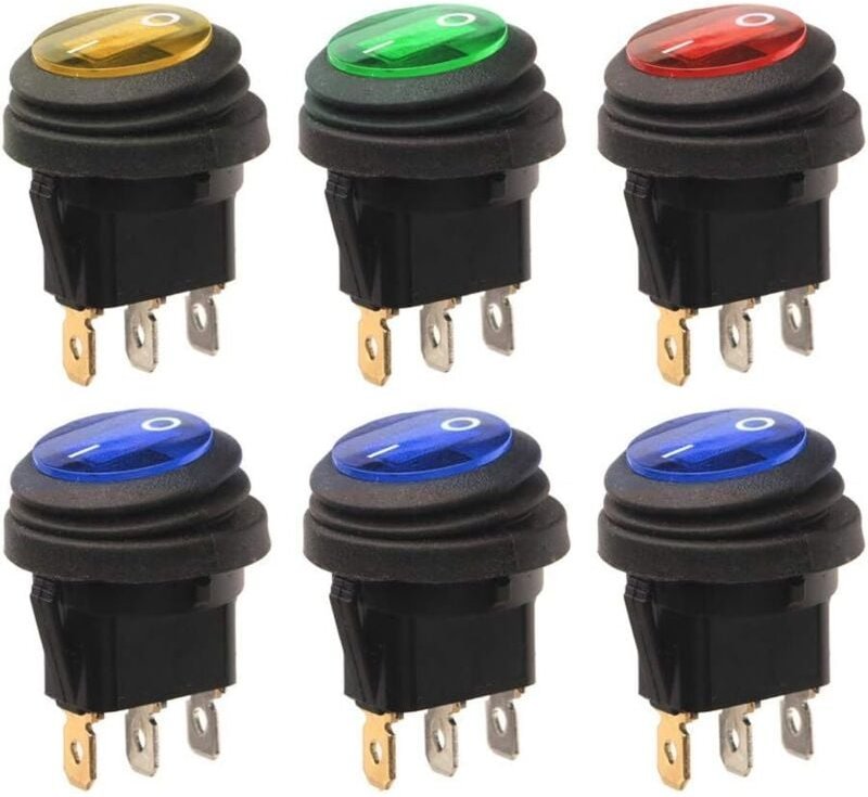 Stück 12 V-24 vdc Wippschalter mit LED-Leuchten, wasserdichter runder Druckknopf für Auto, Boot, lkw.