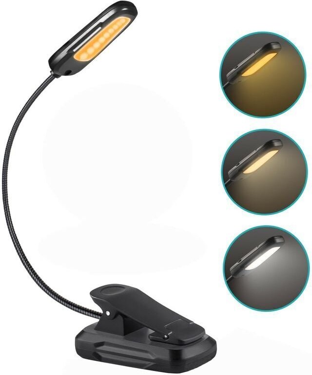 Leselicht, TEAMPD 9 LEDs Leselicht Clip-on USB wiederaufladbar, 360° flexibler Hals, 3 Farbtemperaturen (Weiß/Warm/Kaltw...