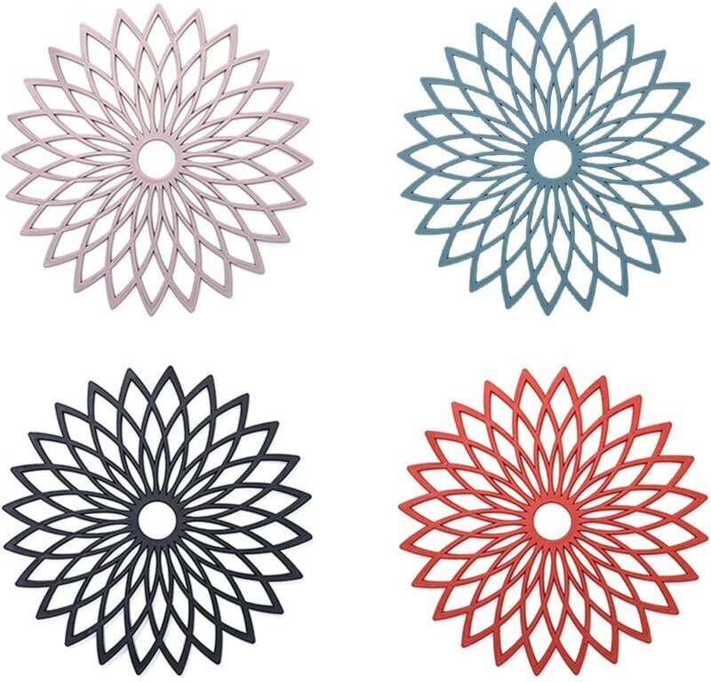 Blumenmuster Silikon-Untersetzer, rutschfest, isolierend, flexibel, langlebig, rutschfeste Silikon-Untersetzer für Töpfe...