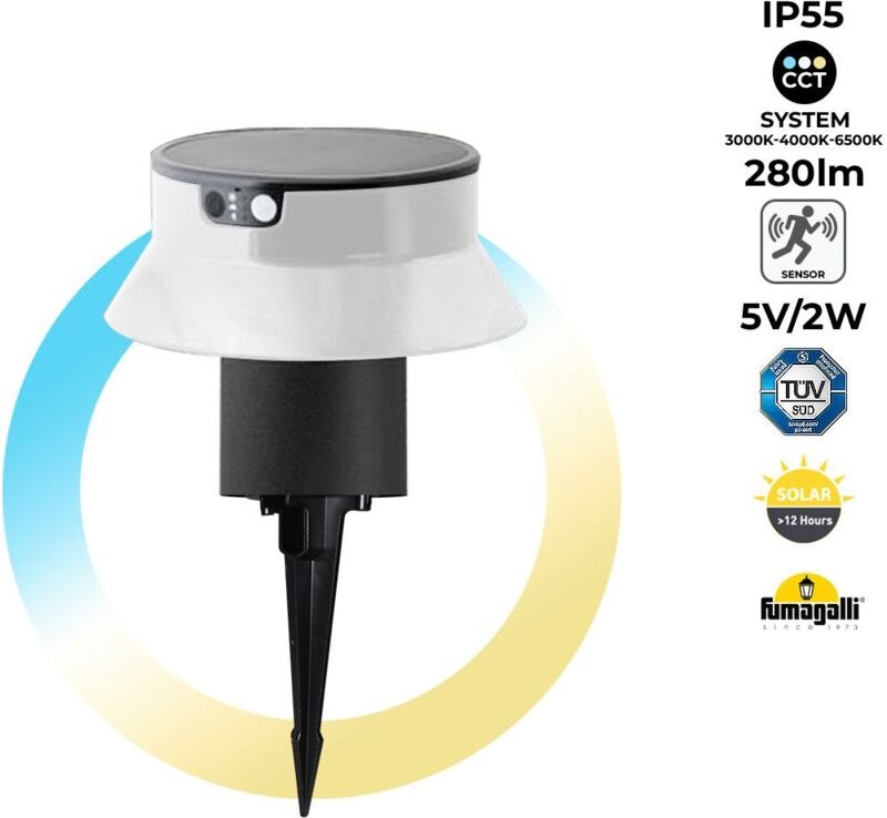 Fumagalli - Solar LED-Erdspießleuchte "felice 200 spike" 18cm mit PIR-Melder