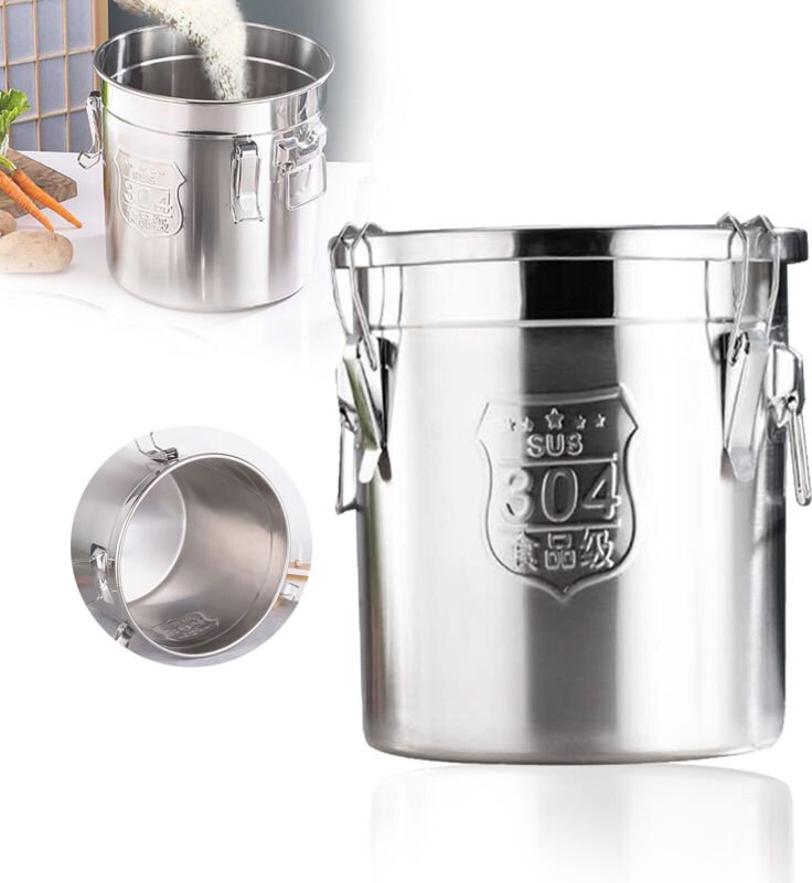 12L Getreidebehälter Vorratsbehälter Küche Aufbewahrungseimer für Mehl Getreide Milch Kanister Silber