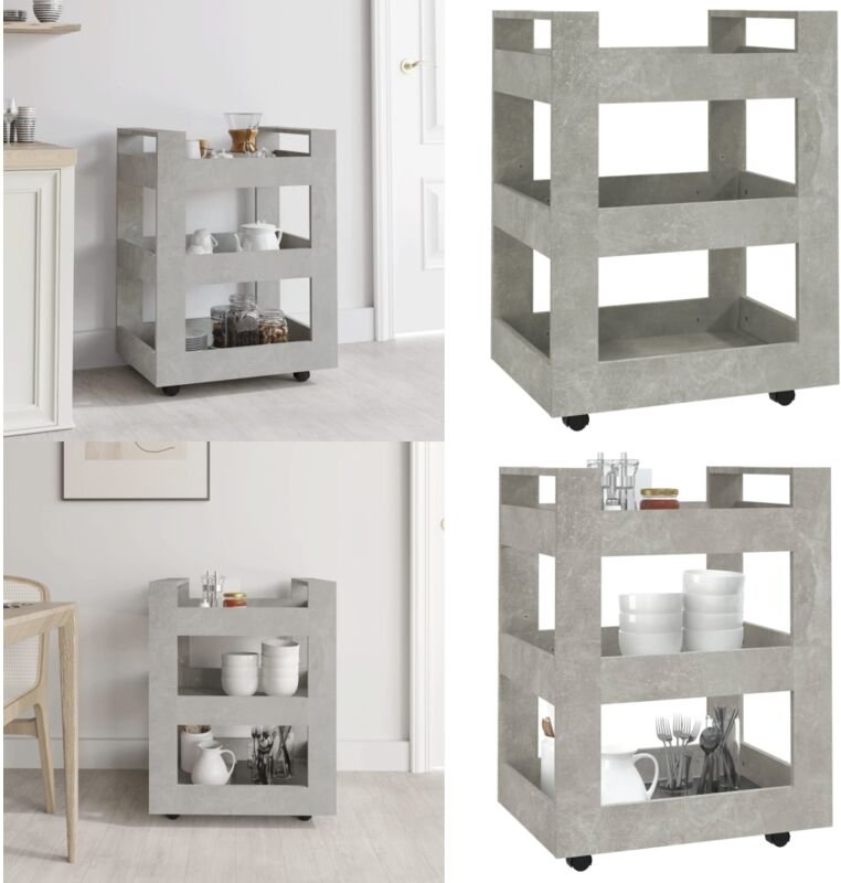 Küchenwagen Betongrau 60x45x80 cm Holzwerkstoff - Küchenregal - Holzwerkstoff