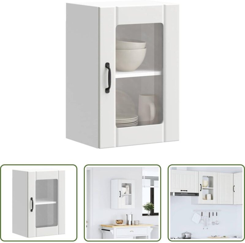 vidaXL Küchenregal - Küchen-Hängeschrank mit Glastür Lucca Weiß