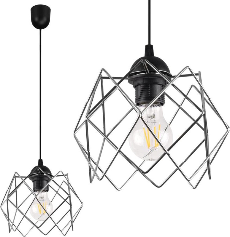 Hängelampe Bell Stella 1 Flacher Chrom Lampenschirm E27