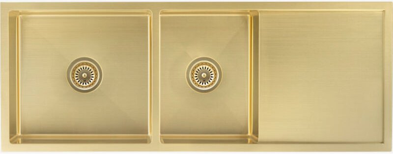 Doppelte Küchenspüle 1180 mm - Messing gebürstet - Filao