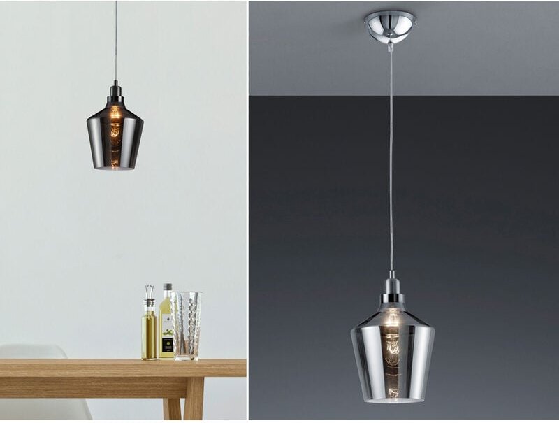 Trio - Pendelleuchte calais 1-flammig klein mit Rauchglas Lampenschirm, ø 20cm