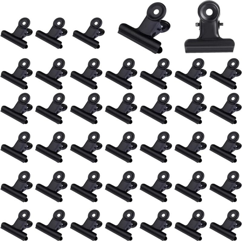 40 Stück schwarze Kleine Bulldogge Büroklammern, Praktische Metall Klammern für Büro, Küche, Kunsthandwerk