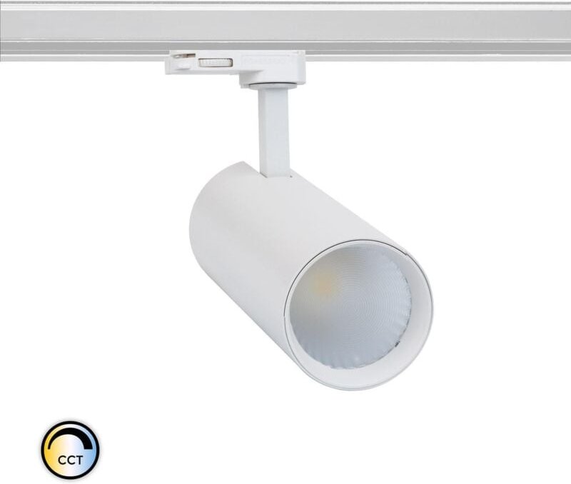 Efectoled - 3-Phasenstromschiene LED-Strahler 30W Bertha Weiss cct lifud Wählbar (Warm-Neutral-Kalt)
