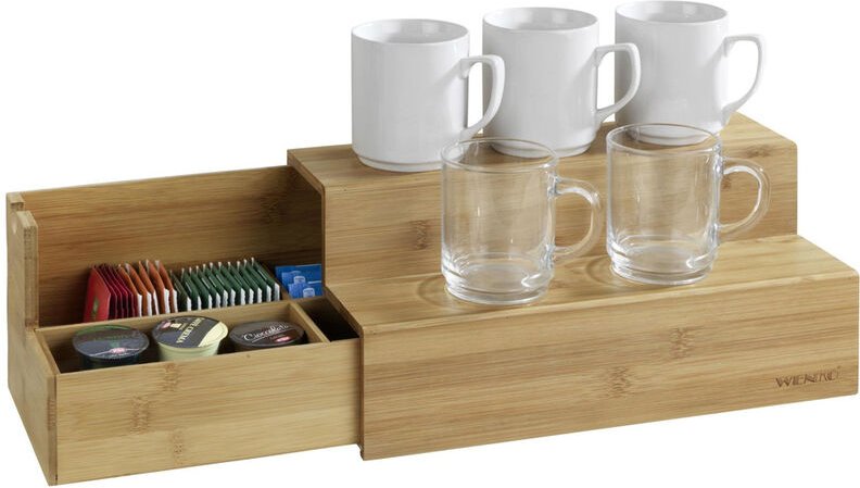 Bambus Treppe für Kaffee und Tee, Braun, Bambus braun, Kunststoff (eva) schwarz - braun - Wenko