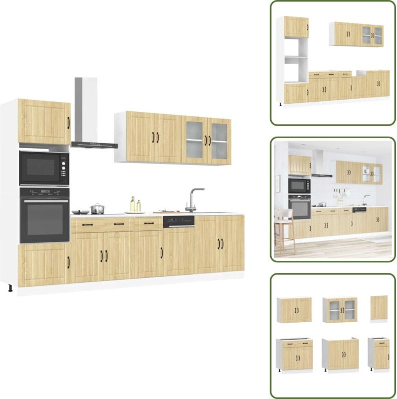 The Living Store 7-tlg. Küchenschrank-Set Lucca Sonoma-Eiche Holzwerkstoff - Küchenschränke