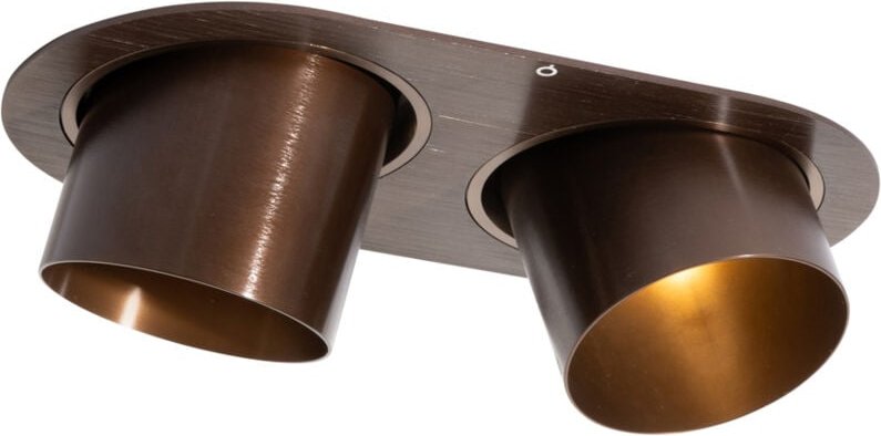 Runder Einbau-Strahler Dunkelbronze GU10 70mm schwenkbar 2-flammig - Installa