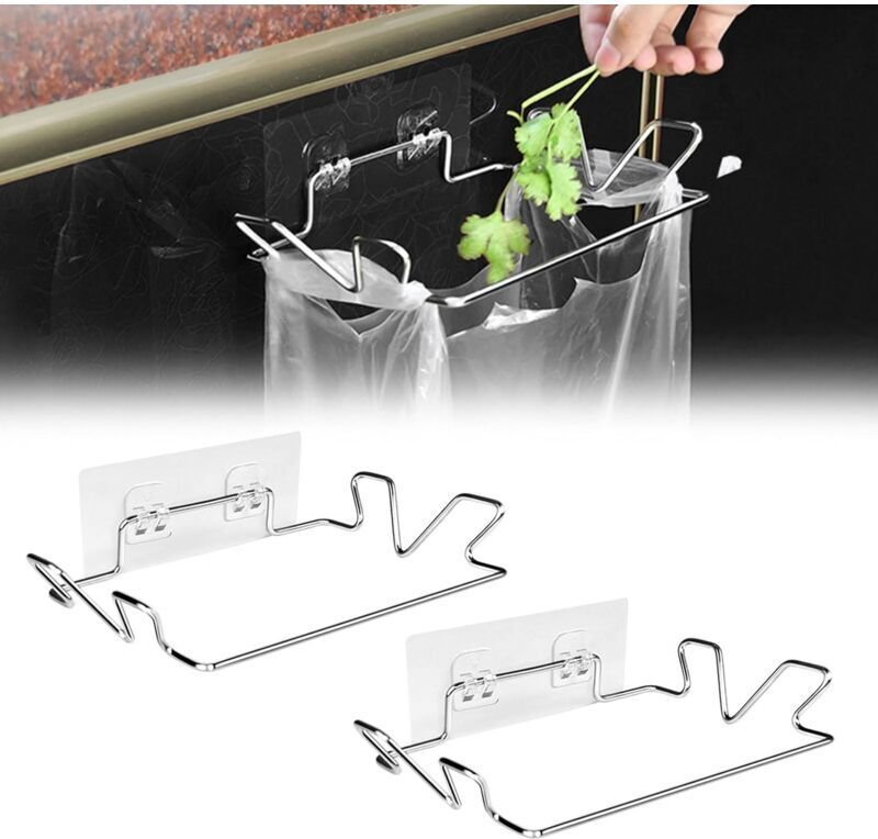 2-teiliger Müllbeutelhalter, Küchenabfallbeutelhalter, Müllbeutelhalter aus Edelstahl, Halter für