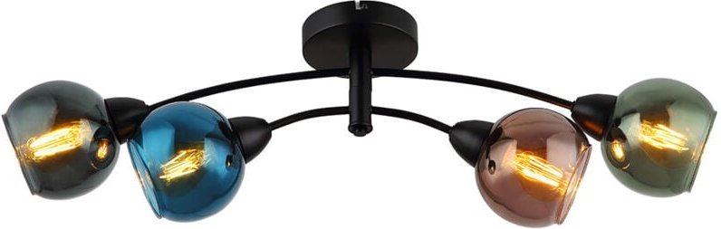 Globo Lighting - Deckenlampe 4 flammig Wohnzimmerleuchte bunt Deckenleuchte Esszimmerlampe, Metall Glas, 4x E27, LxH 76 ...