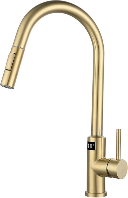 Thumbnail - Intelligenter Touch-Küchenarmatur, Digitalanzeige, Ausziehfunktion, Gold.