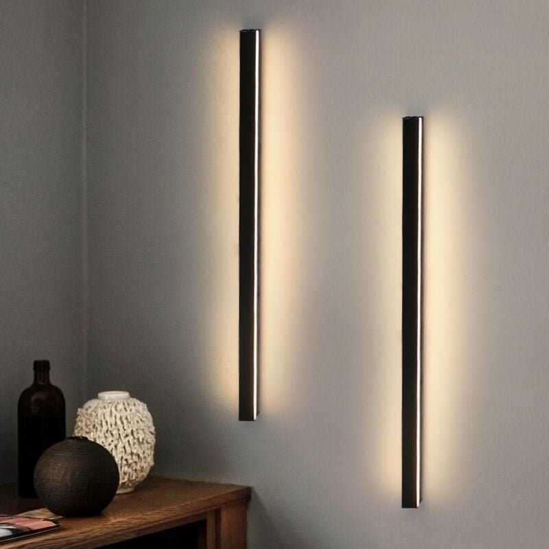 Thumbnail - 2ER Wandlampe led Wandleuchte innen - Modern 100CM 34W Flur Up Down Warmweiß Flurlampe Wohnzimmerlampe Schwarze Bettlamp...
