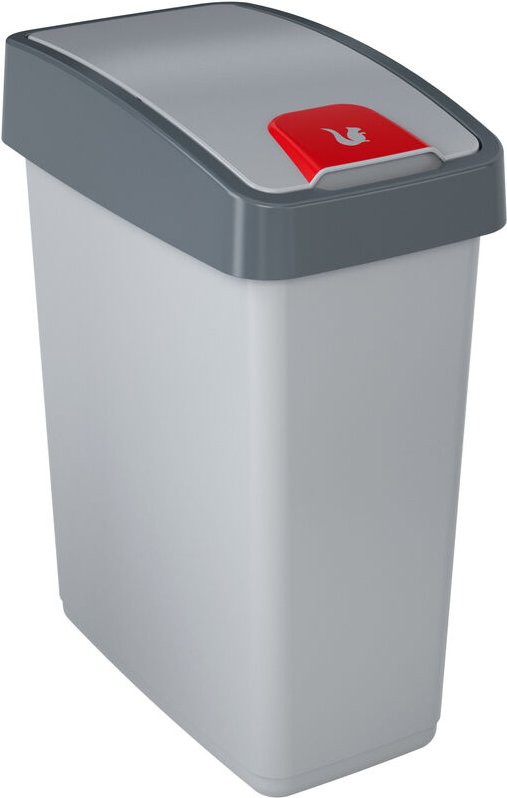 KEEEPER Premium Abfallbehälter mit Flip-Deckel, Soft Touch, 25 l, Magne, Silber