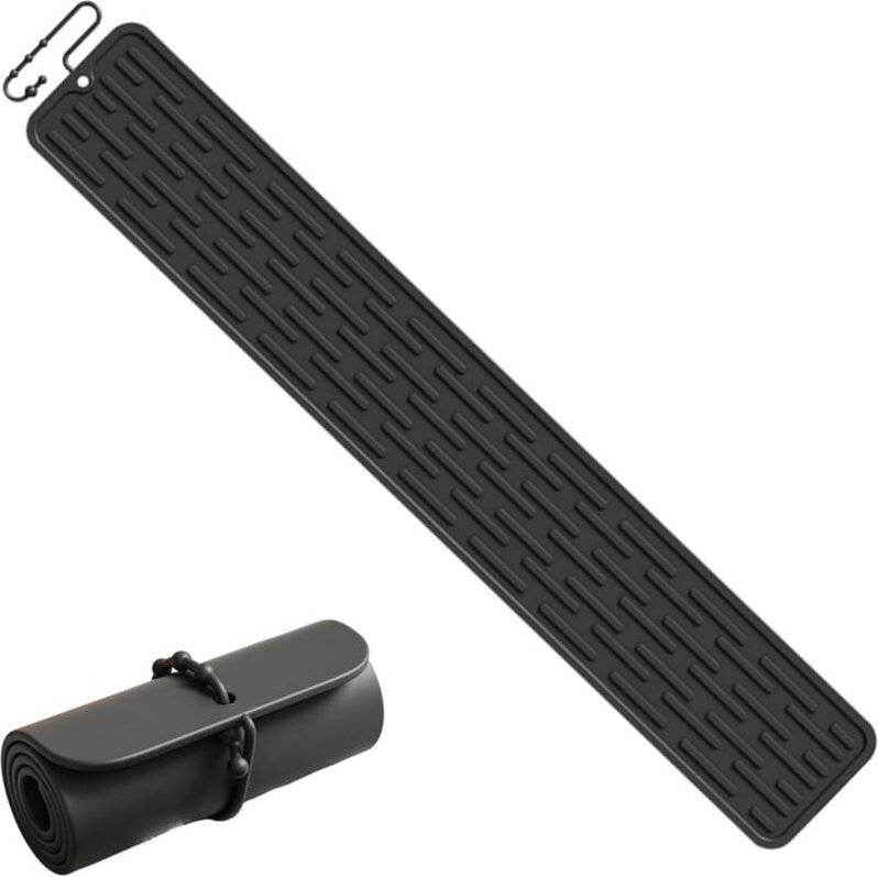 Schmale Silikon-Abtropfmatte für die Bar, rutschfest, schützt Spüle und Abtropfschale, 55 x 8 cm, schwarz