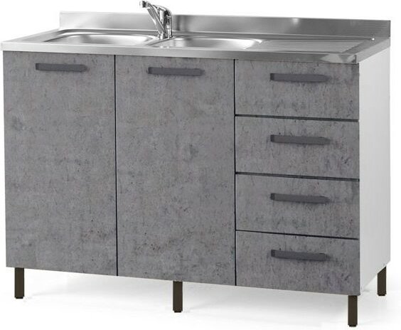 Webmarketpoint - Beton graue Küchenspüle mit Schublade dx Cm 120x50xH 85
