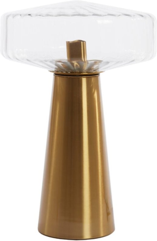 Light & Living - tischlampe - Pleat - gold - glas - buntglaslampe