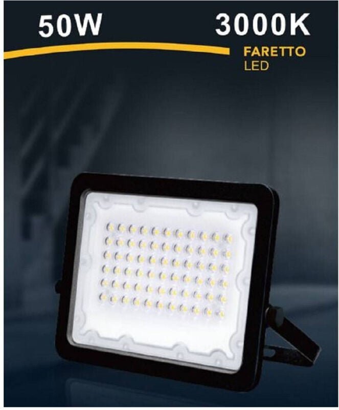 Trade Shop Traesio - Trade Shop - LED-Strahler, 50 w, ultraflacher schwarzer Außenstrahler, natürliches Licht, warm/kalt...