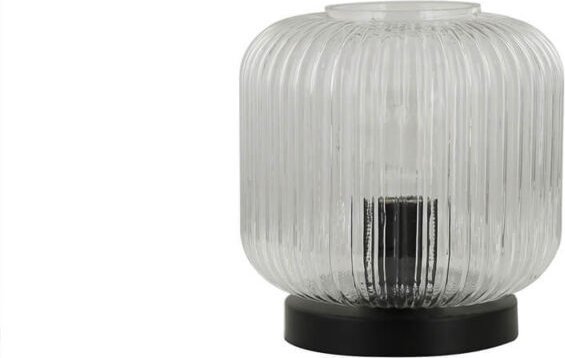 HOME DELUXE Tischlampe aus Glas LILY - Transparent Tischleuchte Tischlicht Schreibtischlampe kleine Tischlampe, Design T...