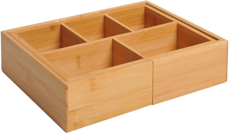 Aufbewahrungsbox Ordnungsbox Schubladen Organizer ausziehbar Bambus Natur 24,6 x 17,6 x 7 cm