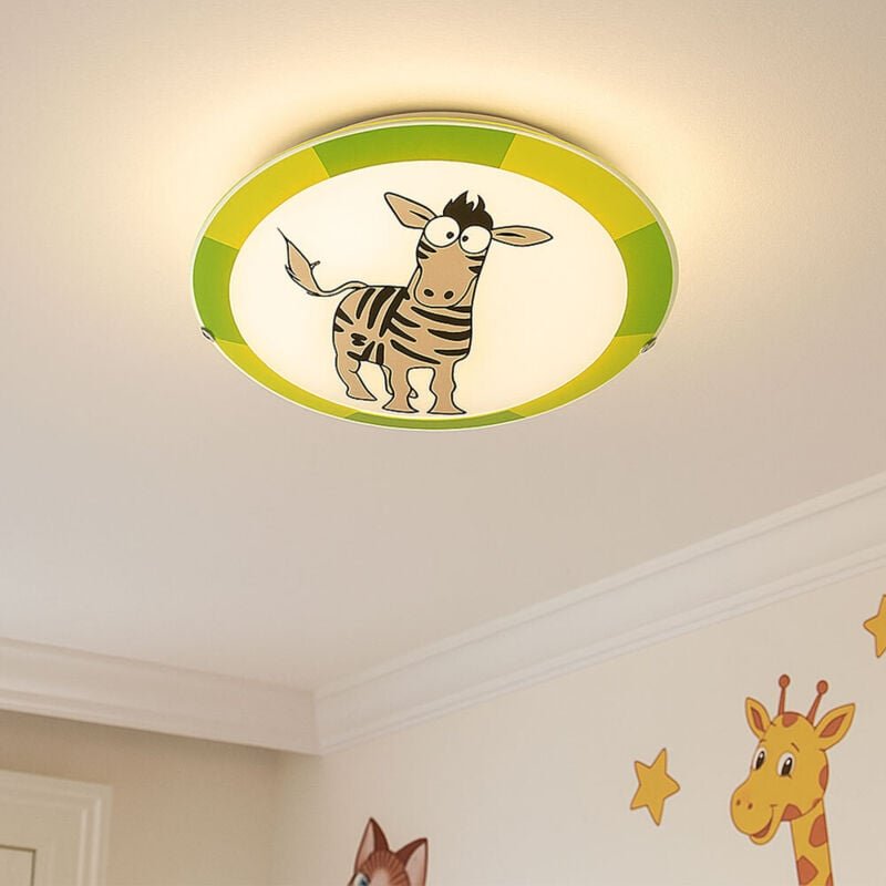 Etc-shop - Jugend Wand lampe Kinder Zimmer Motiv Zebra Muster Streifen grün grau im Set inkl. led Leuchtmittel