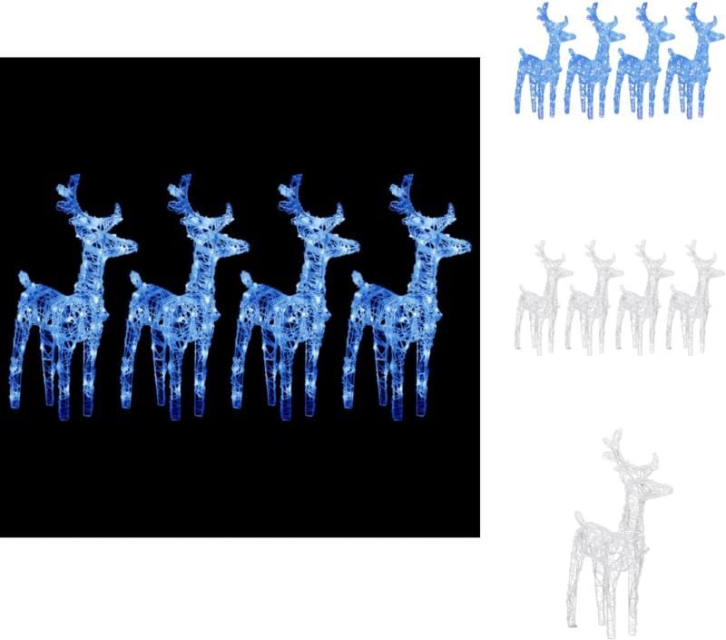 Weihnachtsbeleuchtung - Living LED-Rentiere 4 Stk. Blau 160 LEDs Acryl