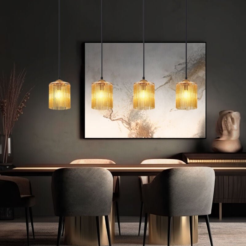 Nowa - led Hängeleuchte gold Esstischleuchte Pendelleuchte Esszimmerlampe amber, Metall Acryl, 4x 6W 700Lm warmweiß, LxB...