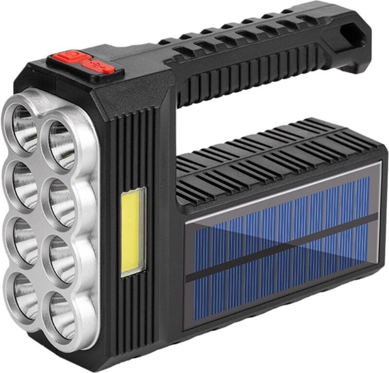 8 LED-Solartaschenlampe – Superhelle, wiederaufladbare, tragbare Taschenlampe mit 1200 mAh Leistungsstarke Marine-Tasche...