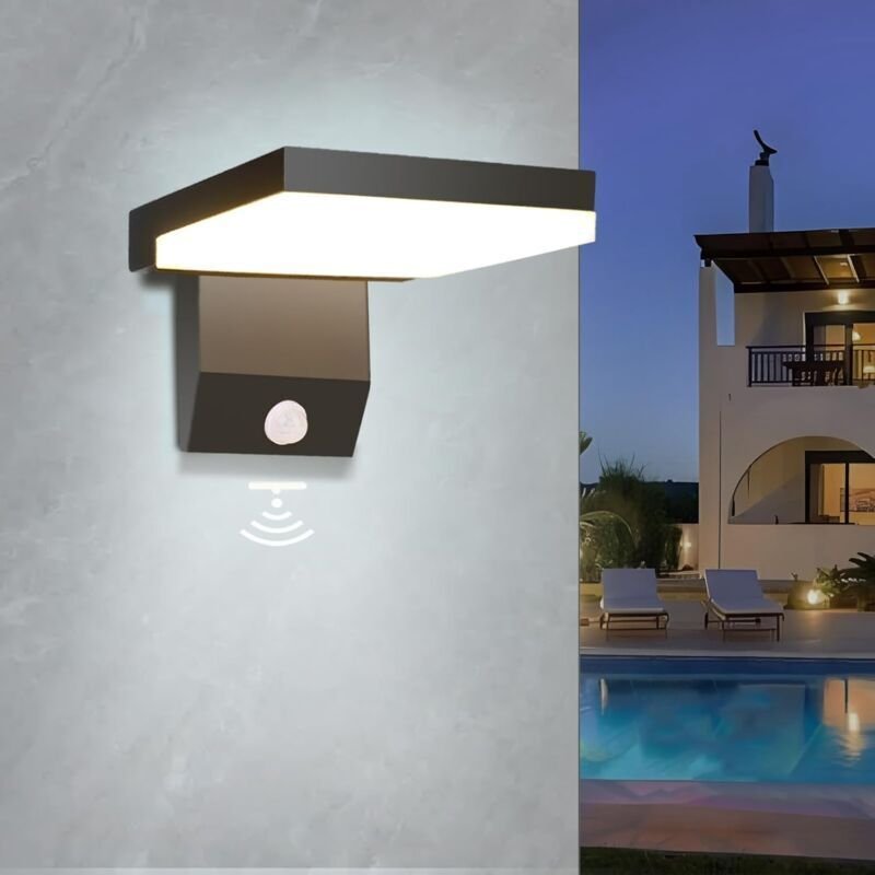 Thumbnail - Aplique de pared para exterior de 18 w con sensor de movimiento, 6000 k, IP66, resistente al agua, moderno, para casa, p...
