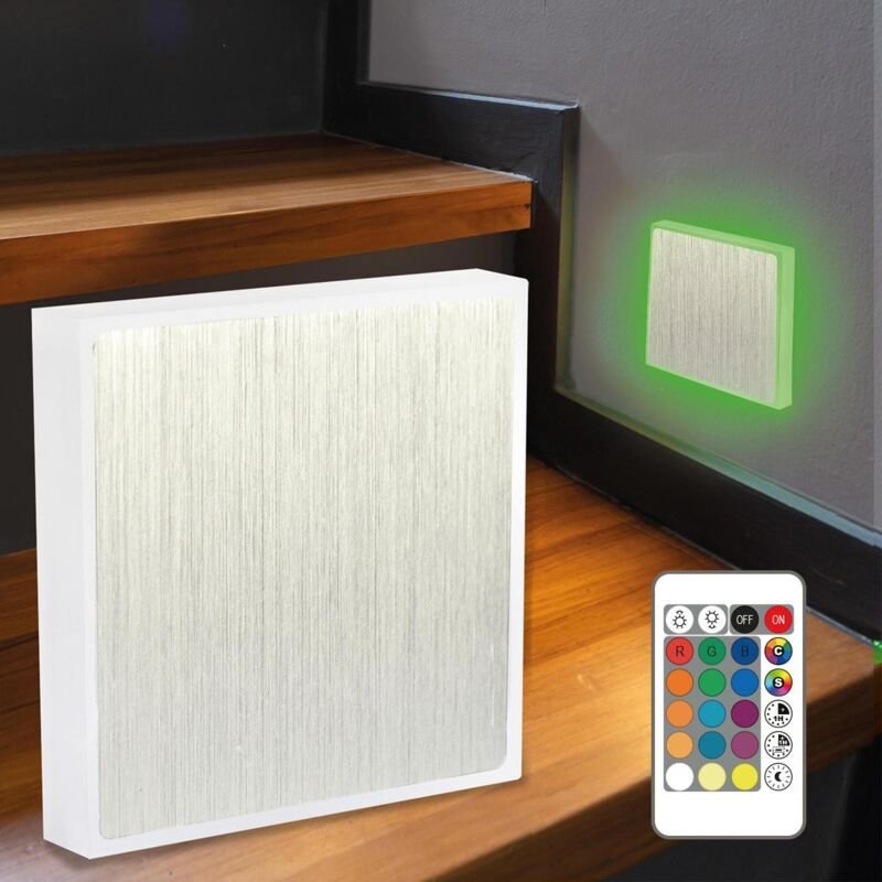 LED Treppenleuchte IP44 eckig Alu-gebürstet - Lichtfarbe: RGB+CCT 2W - Lichtaustritt: Halo