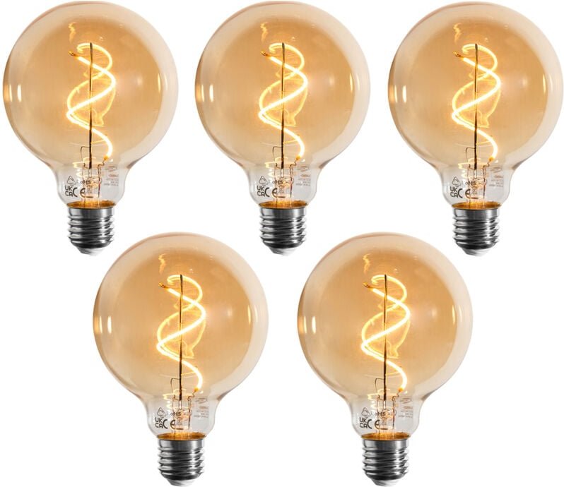Thumbnail - Luedd - 5er-Set E27 Dimmbare LED-Glühbirne Spiralfilament G95 Gold 4W 270 lm 2100K