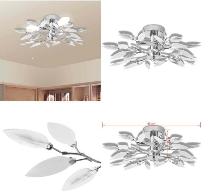 Vidaxl - Deckenleuchte Weiße & Klare Acrylglas-Blätter 3 × E14-Lampen - Deckenleuchte - Deckenleuchten - Home & Living -...