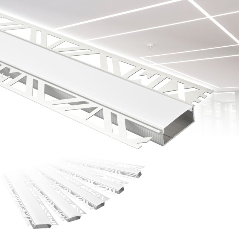 Led Trockenbauprofil 2m Aluminium Profil Unterputz Lichtleiste für LED-Streifen inkl. Abdeckung: aled 3 - 30mm Leuchtbre...