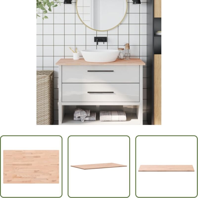 vidaXL Massivholz Waschtischplatte - Waschtischplatte 100x60x1,5 cm Massivholz Buche