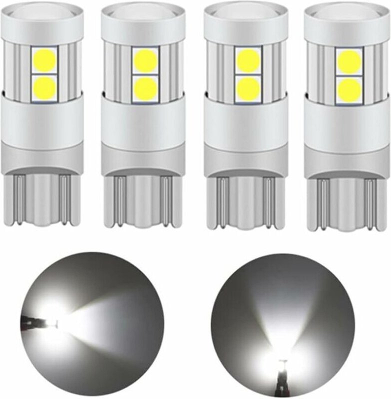 T10 Ampoule LED 5W, 12V 24V Blanc 6000K, Avec Projecteur Objectif (4 pcs)